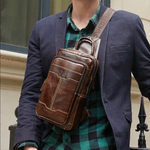 leather chest bag men's